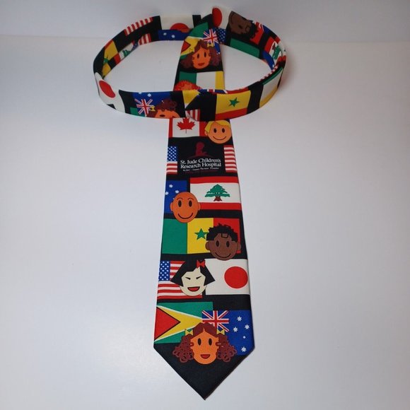 St Jude Childrens Research Hospital International Flags Novelty Tie Necktie - Picture 6 of 6